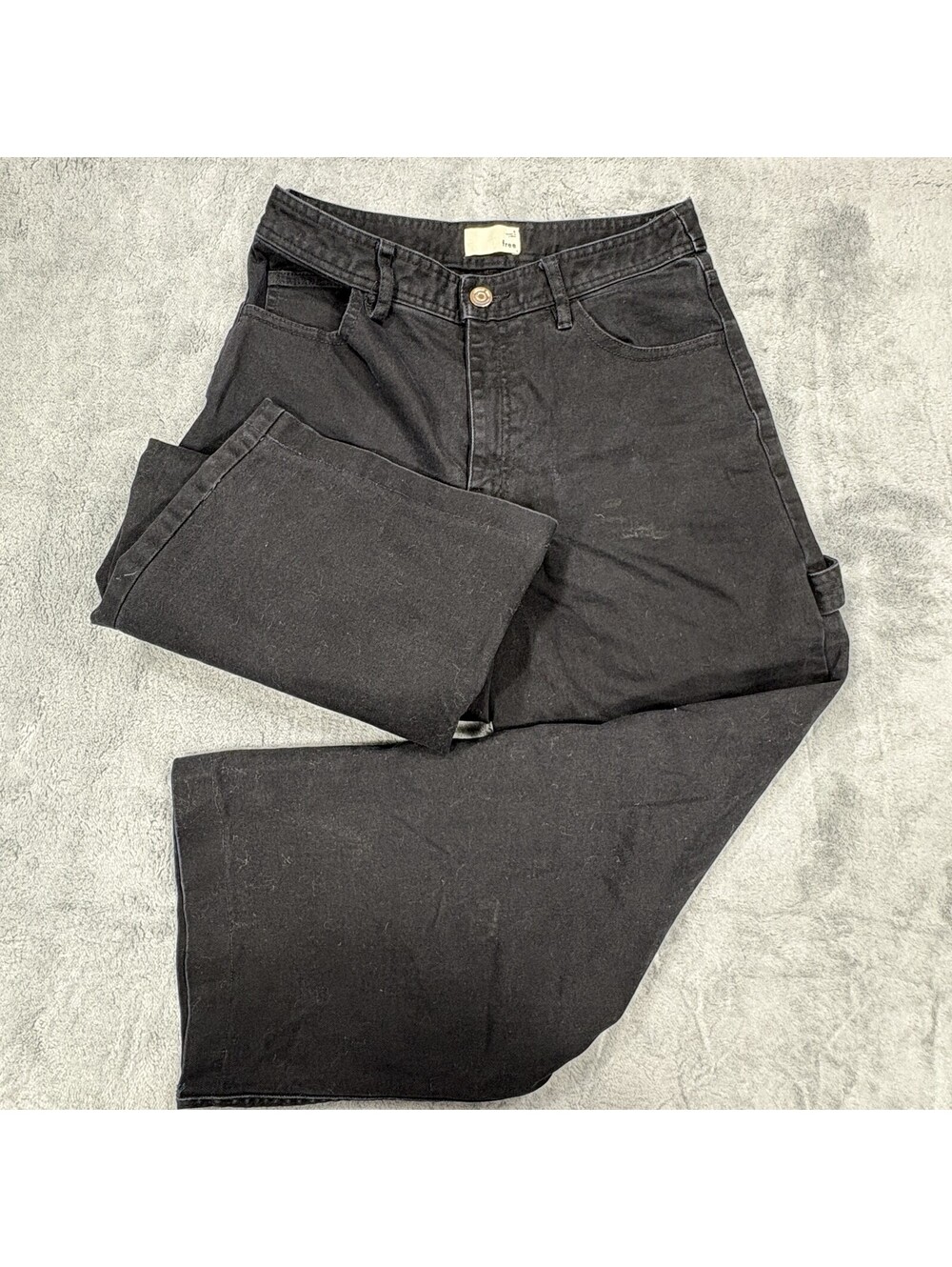 Aritzia Wilfred Free Womens Size 4 Black Carpenter Jeans Wide Leg Stretch Crop